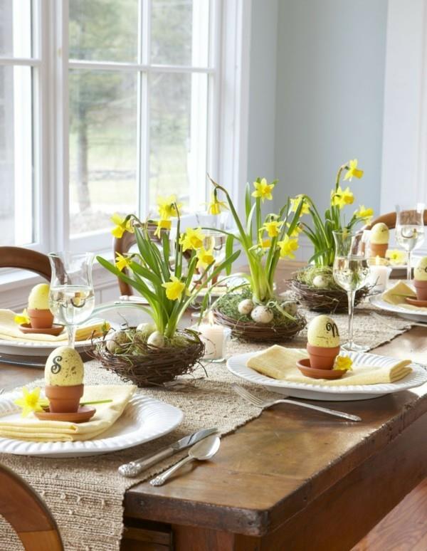 pöytäkoristeet pääsiäisen juhlakoristeet keltaiset pöytäkoristeet