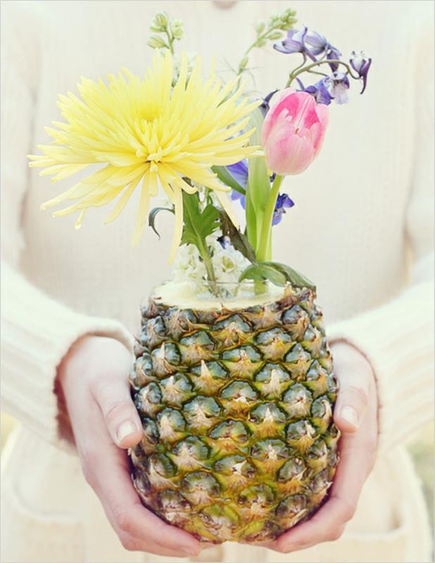 tee pöytäkoriste itse diy ananas maljakko