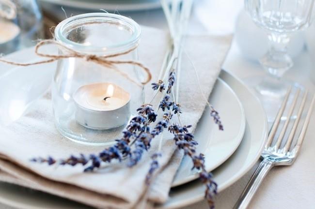 pöydän koristelu itse tee tee kevyt laventeli diy ideoita