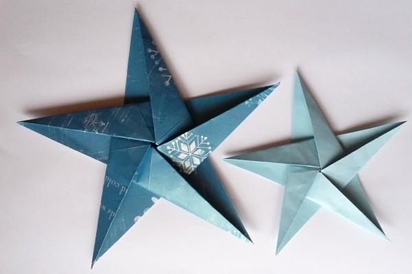 tehdä suuria sinisiä tähtiä paperitähtiä