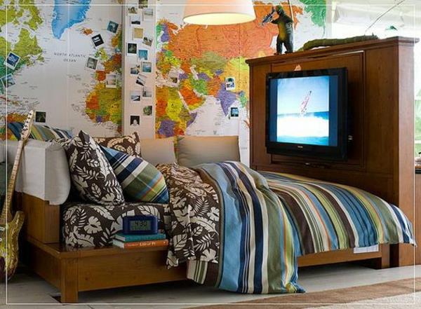 ideoita nuorisohuone pojat sänky tv kartta kartta seinä