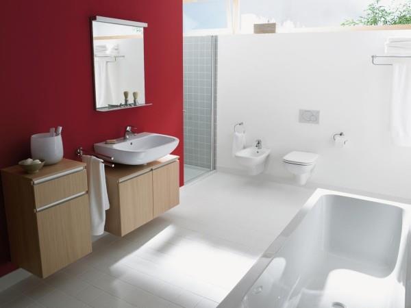 upeita punaisen aksentin seinän kylpyhuoneen suunnitteluideoita