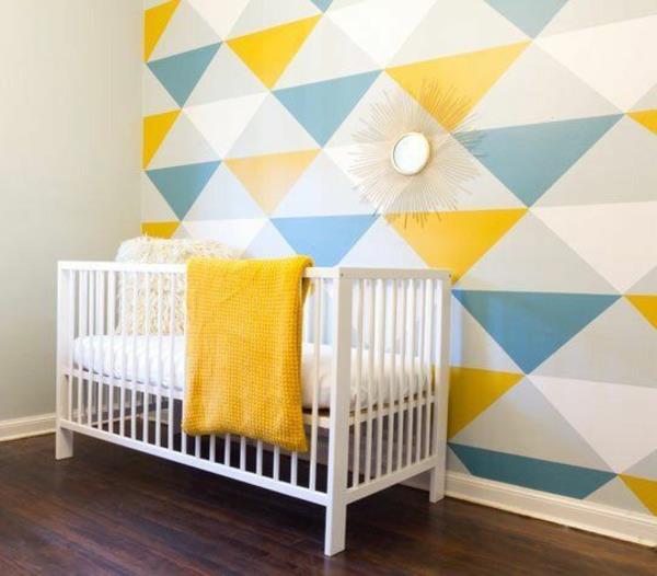 seinän suunnittelu kotiideoita seinän värit geometrinen lastenhuone