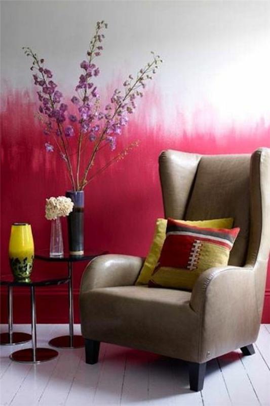 keltainen lampunvarjoseinäsuunnittelu kotiideoita seinän värit punainen valkoinen nojatuoli