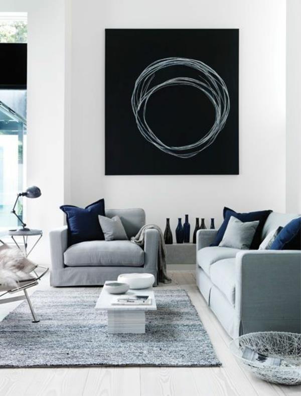 ympyrä abstrakti seinäsuunnittelu kotiideoita seinän värit musta ja valkoinen