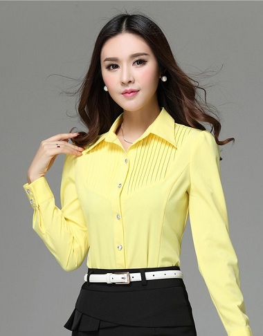 Pin -stribe gul skjorte