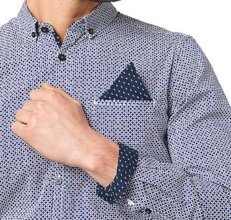 Mønstret lomme stilfuld krave skjorte til mænd