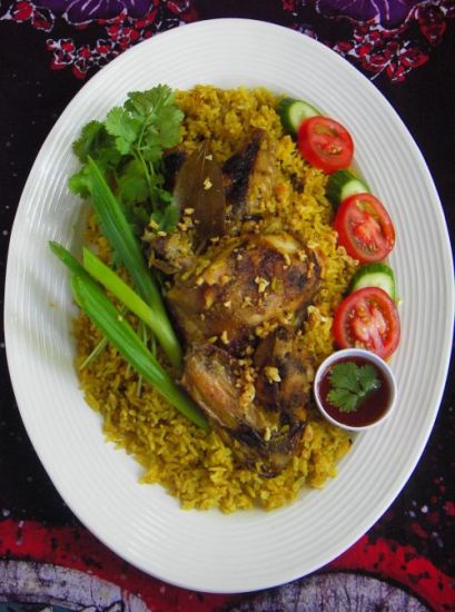 Muszlim ételek receptje Phuket csirke Biryani rizs