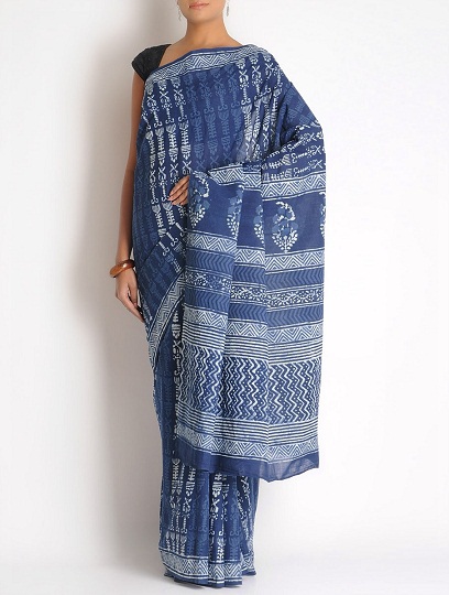 Az Indigo-ecru Saree Design