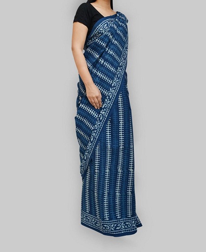 Az Indigo Cotton Saree Design