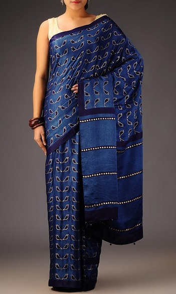 Indigo selyem Saree