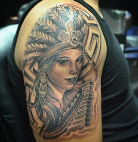 Mexicanske aztekiske tatoveringer med prinsesse