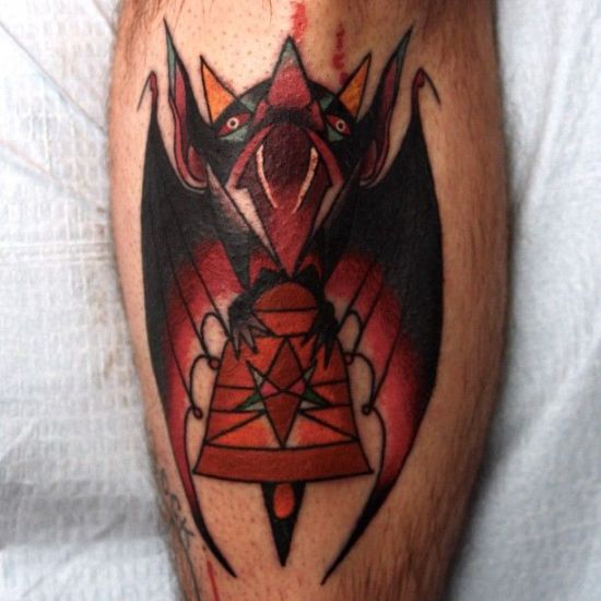 Aztec mønster flagermus tatoveringsdesign