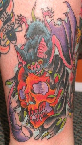Skull Bat Tattoo Design