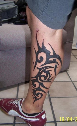 Tribal Calf Tattoo Design