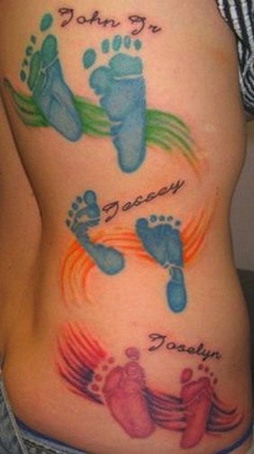 Familie fodaftryk tatoveringsdesign