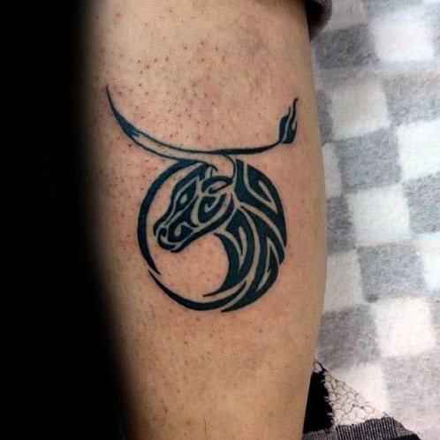 Tribal Bull Design Arm Tattoos