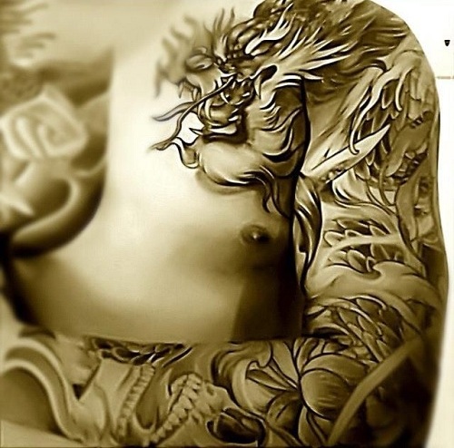 Törzsi Sárkány Design Arm Tattoo