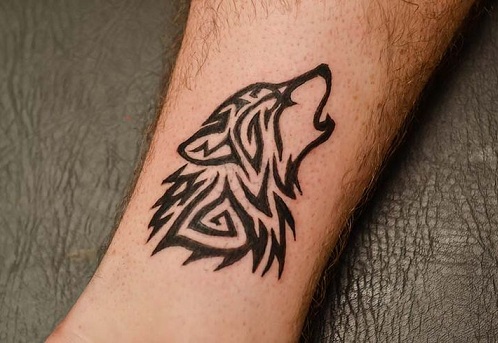 Tribal Wolf Design Arm Tattoos