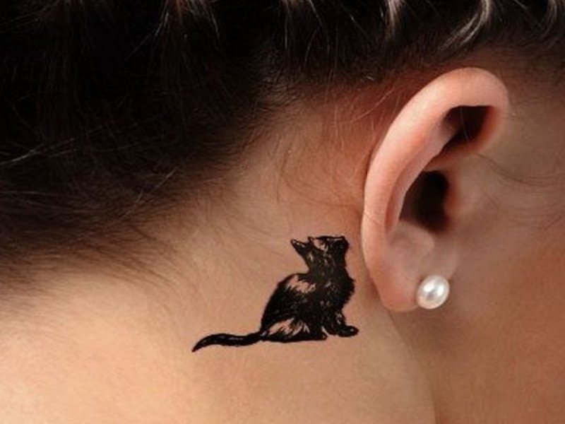 A fül mögött macska design tetoválás