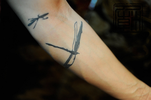 Dragonfly tatoveringer på armen