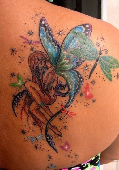 Fairy And Dragonfly Tattoo