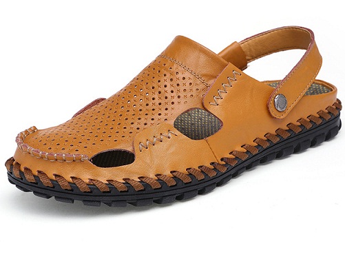 Perforált bőr flip flop szandál férfiaknak