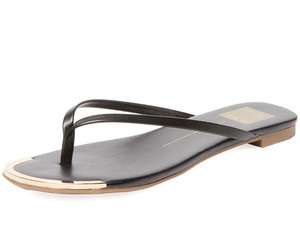 Fekete bőr pánt flip flop nőknek