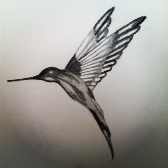 Sort blæk Hummingbird Tattoo Design