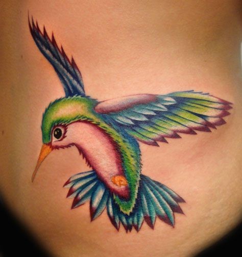 Farverig kolibri tatovering