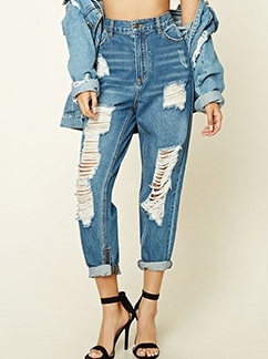 Cut Fold High Waist Jeans til damer