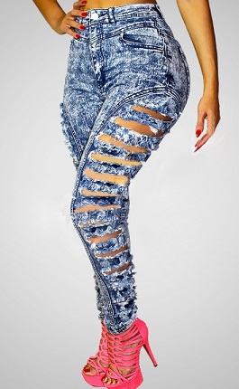 Designer High Waisted Side Slice Jeans