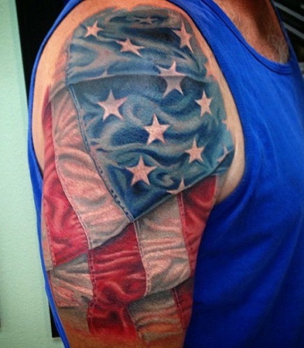 Fantastisk 3D American Flag Tattoo Design