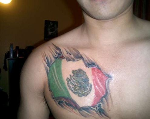 Lenyűgöző mexikói zászló tetoválás tervezés