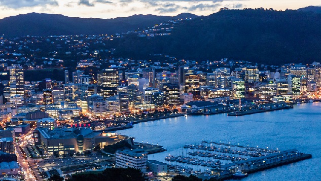 Wellington City alkonyatkor a Victoria -hegyről