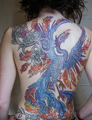 Páva Phoenix tetoválás tervezés
