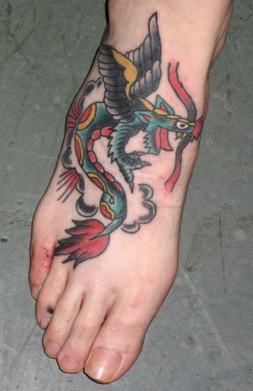 Dragon Phoenix Tattoo Design til fods