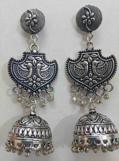 Oxideret sølv Jhumkas