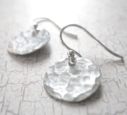 Hammered Disc Silver øreringe
