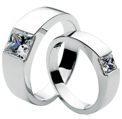 Vágott gyémánt ezüst pár gyűrűk