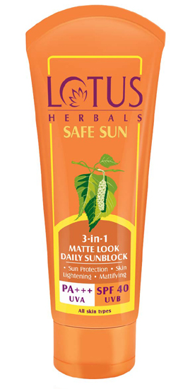 Lotus Herbals Safe Sun 3 In 1 Matte Look Daily Sunblock Spf 40