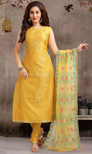 Ærmeløs bomuld Salwar Kameez