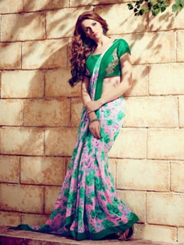 Könnyen nyomtatott puha Georgette Saree