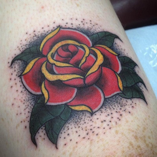 old school rose tatovering