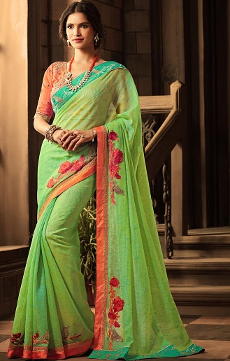 A Lime Green Saree