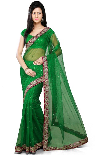 Zöld Net Saree