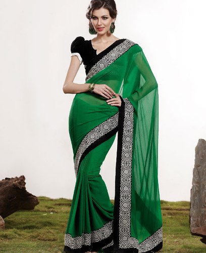 Den grønne Chiffon Saree