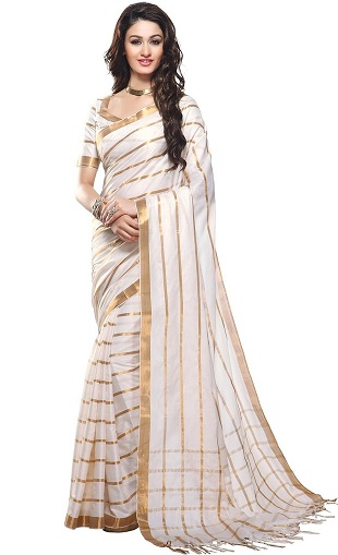 Hvid Chiffon Saree