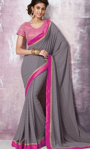 4. gråfarvet designer chiffon saree