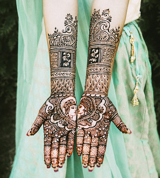 Brude Mehndi -designs til fulde hænder